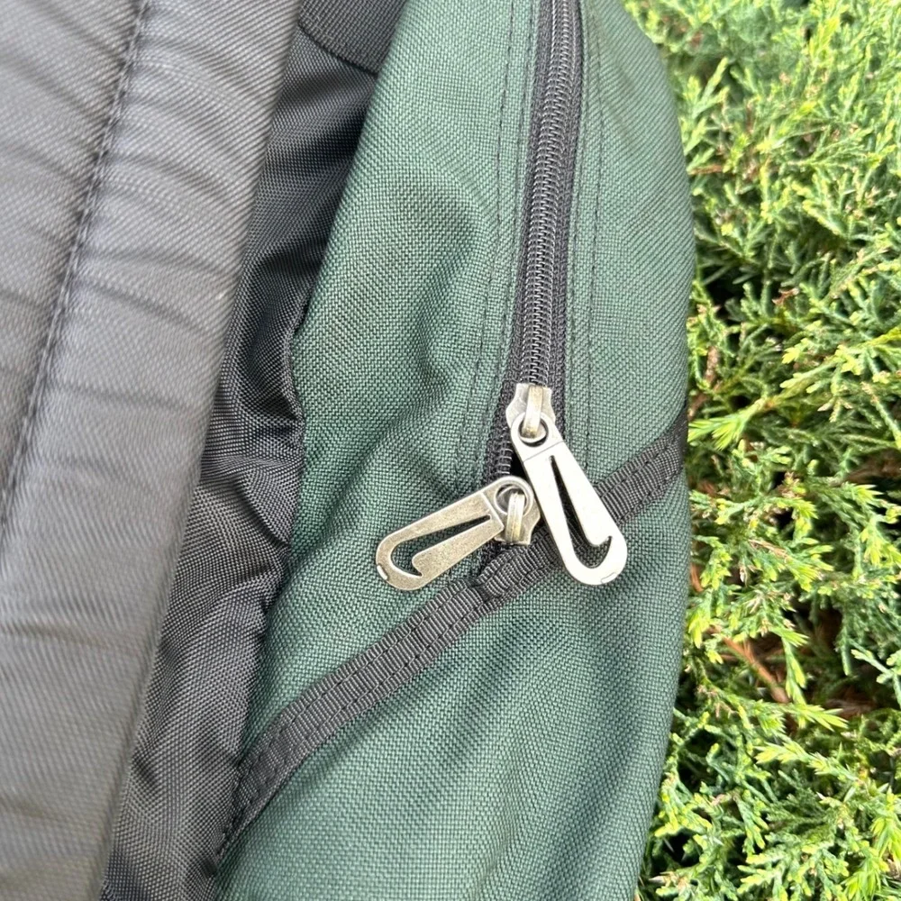 Vintage Nike Suede Leather Bottom Swoosh Green Backpack‎